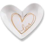 Kate Aspen Shaped Ceramic with Gold Foil Trinket Dish, Love Heart Small,