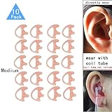 Replacement Earmold Earbud (Left and Right Ear) for Two Way Radio Acoustic Coil Tube Earpiece - Open Ear Insert Earmould Earbuds Pink, Medium, Soft Silicone Material, 10 Pairs, Lsgoodcare