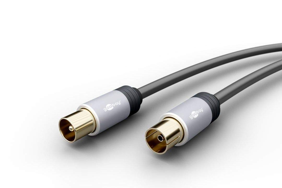 goobay 78116 SAT Antenna Cable with Gold-Plated F-Connectors, SAT Coaxial Cable, Coaxial Cable for Analogue and Digital Reception, 3.0 Metres
