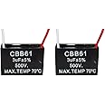 CompStudio 2Pcs 3UF 500V CBB61 Ceiling Fan Capacitor 2 Wire 50/60Hz