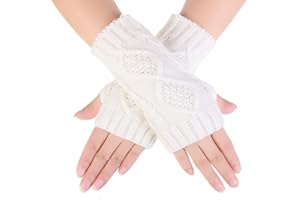 Novawo Womens Winter Arm Warmers Warm Fingerless Gloves Hand Crochet