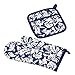 Yourtablecloth Kitchen Gift Set-1 Kitchen Apron, An Oven Mitt & A Pot Holder-2 Kitchen Dish Towels or Tea Towels-Ideal Cooking Gifts or Gift Ideas for Chefs-Suitable for Men & Women-Nautical Blue