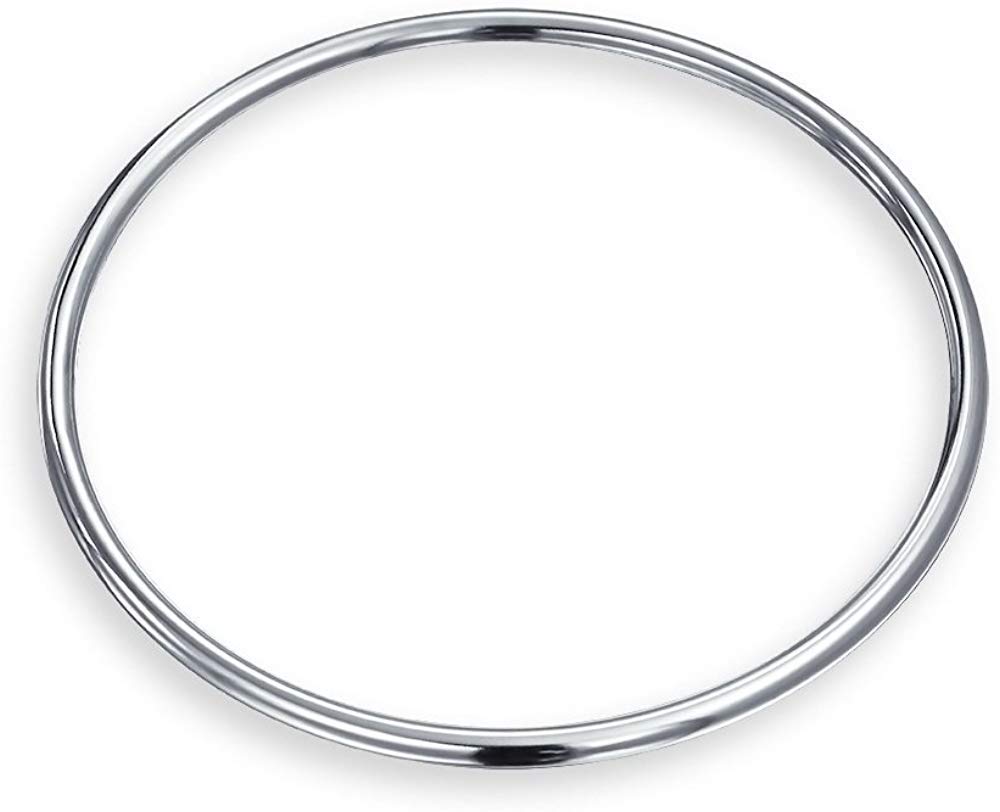 Treasure Bay Elegant Chic 925 Sterling Silver Bangle Bracelet for Women Girls | 65mm Diameter Shiny Polsihed Silver bangle for Women Girls (4mm Round)