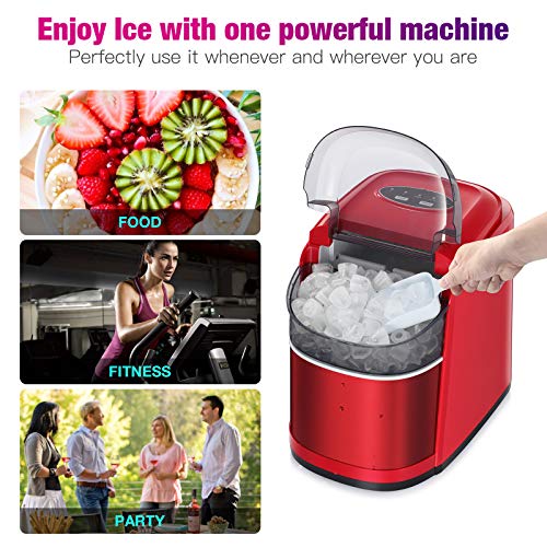 R.W.FLAME Ice Maker Machine for Countertop，Portable Ice Cube Maker with SelfCleaning, 26LBS/24H