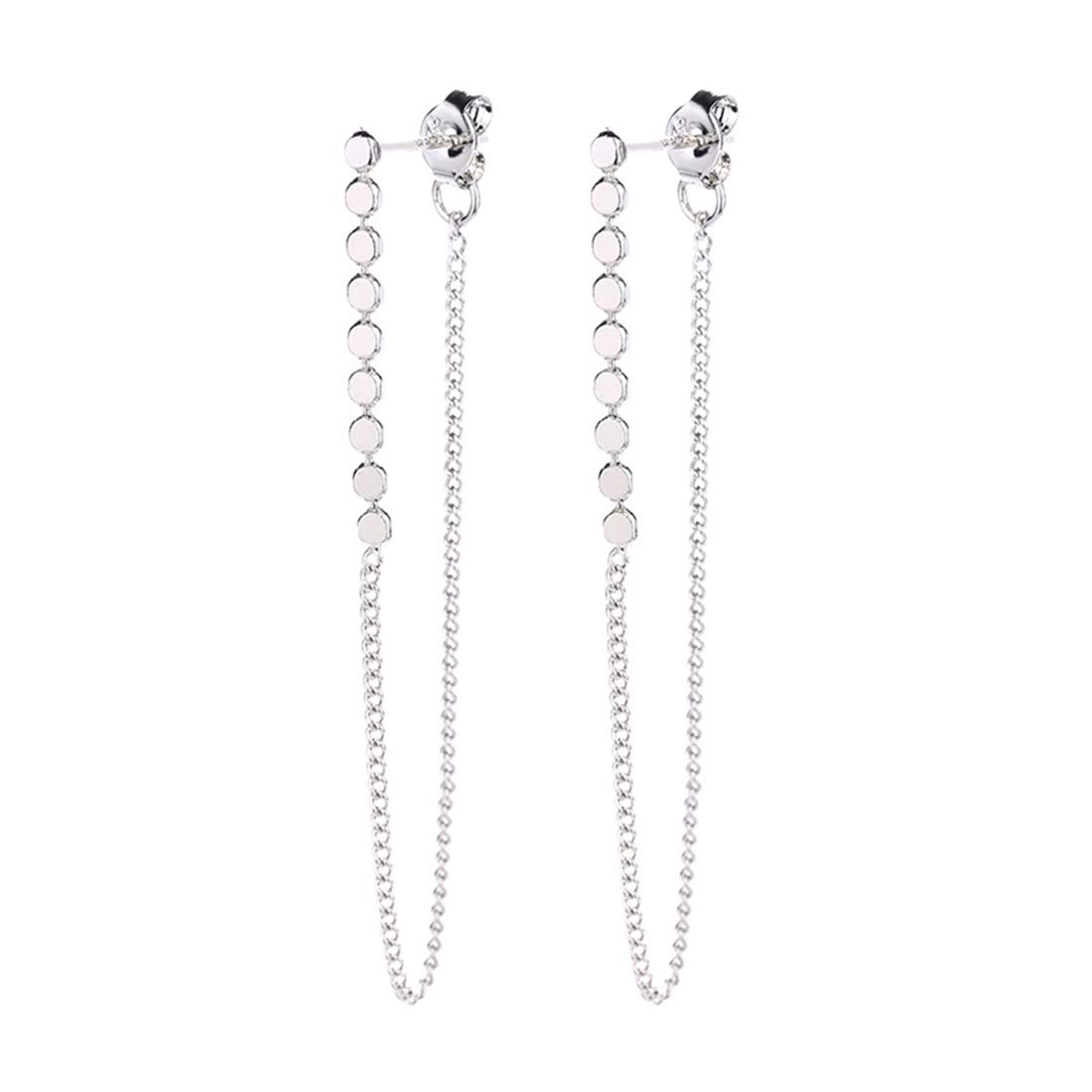 Ms.Swan Zhi-ud-0626 925 Sterling Silver Long Glitter Earrings for Women and Girls