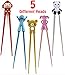 Training Chopstick Utensil Set for Beginners Kids Teens and Adults – Learn How to Use Chopsticks with Cute 5 Pair Reusable Practice Helpers – Simple, Safe, None Toxic Material.Unique CHRISTMAS GIFT