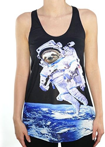 Shop Delfina Women's Astronaut Funny Galaxy Space Sloth Tank Top Medium