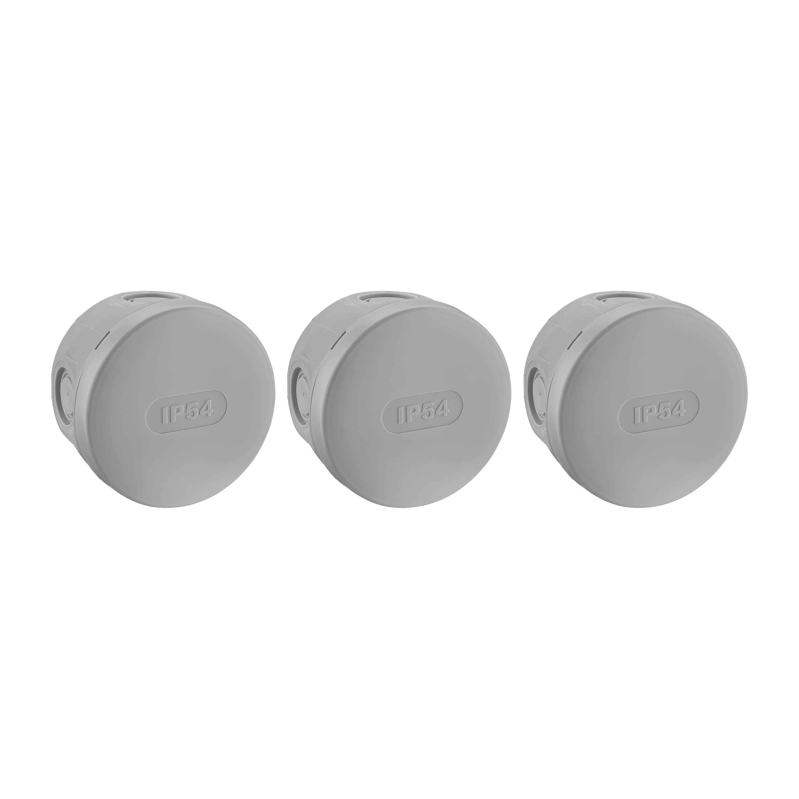 DEBFLEX - Waterproof Junction Box IP54 (Pack of 3) - For Secure Cable Connection - Surface-Mounted - Grey - φ70 x D.40 mm