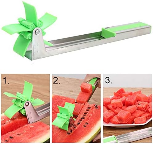 Stainless Steel Windmill Design Watermelon Slicer, Watermelon, Cucumber Block Cuuter Fruit Cutting Tool, Easy to Clean Power Save Kitchen Accessories(27x3x7.5cm)