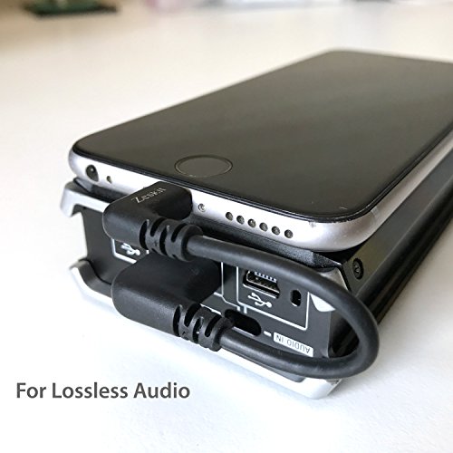 MFi Certified 90 Degree Lightning to USB Cable for Headphones Amplifier or DAC, DJI and More Connecting to iPhone iPod iPad (10cm / 4 inches)