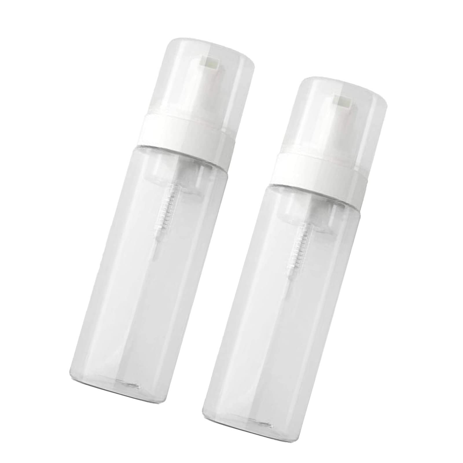 2 Pcs Plastic Dispenser Bottle Multifunctional Travel Bottles Portable Refillable Foam Pump Bottles for Facial Cleanser Hand Soap White