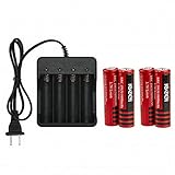 MuchBuy 4 x 18650 9800mAh 3.7V Li-ion Rechargeable Battery with Plug AC Charger