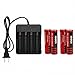 MuchBuy 4 x 18650 9800mAh 3.7V Li-ion Rechargeable Battery with Plug AC Charger