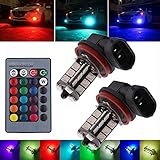 EEEKit 2Pcs 12V 27SMD 5050 Multi-Color RGB LED Fog Lights Driving Bulbs Remote H8/H11