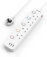 Mscien 5M Extension Lead with 4 Way USB Sockets 5 Metre Cable UK Plug 13A