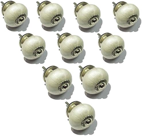 Handmade Knobs Sale - Set of 10 Cream Round Knobs Drawer Knob / Cabinet Pulls / Handles - Home Decor Accessories