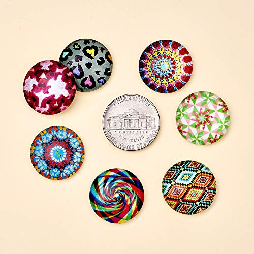 Craftdady 200Pcs Mosaic Printed Glass Flat Back Half Round Cabochons 20mm (3/4") Random Mixed Colors Photo Mosaic Tiles Dome Cabs