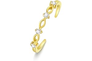 NFYBD 10K Yellow Gold Adjustable Band Open Toe Ring for Women CZ Toe Ring One Size Fits Most Toes Beach Foot Body Jewelry for
