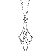 Tweruna Crystal Stone Holder Necklace Cage, Stainless Steel Crystal Cage Necklace Holder, Adjustable Silver Jewelry Cages for Stones, Jewelry DIY Gifts for Women and Men