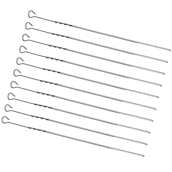 Nuosen 10 Teilige edelstahl Schaschlikspieße, BBQ Grillspieße fleischspieße für Barbecue im Freien (38cm)