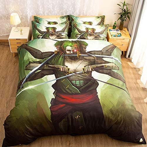 Hsi Bedding One Piece Anime 3D Printing Quilt Cover Sets Polyester-Cotton Hypoallergenic Fabric Duvet Cover 3 Piece Sets (1*Duvet Cover 2 Pillow Case),Queen