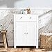 Tangkula White Bathroom Cabinet, Freestanding Wooden Storage Cabinet w/Large Drawer & Cabinet, 2 Doors, 3 Heights Adjustable Shelf, Bathroom Storage for Living Room Kitchen (White)