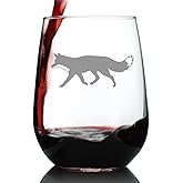 Bevvee Fox Silhouette Stemless Wine Glass - Cabin Themed Fox Gifts or Rustic Decor for Women and Men - Large 17 Oz Glasses