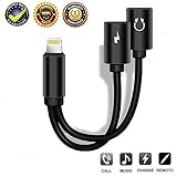 2 in 1 iPhone X/8/8Plus/7/7Plus adapter, Lightning Adapter, Lightning to Dual Lightning Splitter Cable Support Music Control, Charger and Phone Communication(Black)
