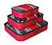 [Packing Cubes - 4 pc Set Luggage Organizer - Bonus Shoe Bag Included - By Bingonia Travel Accessories (red)]
