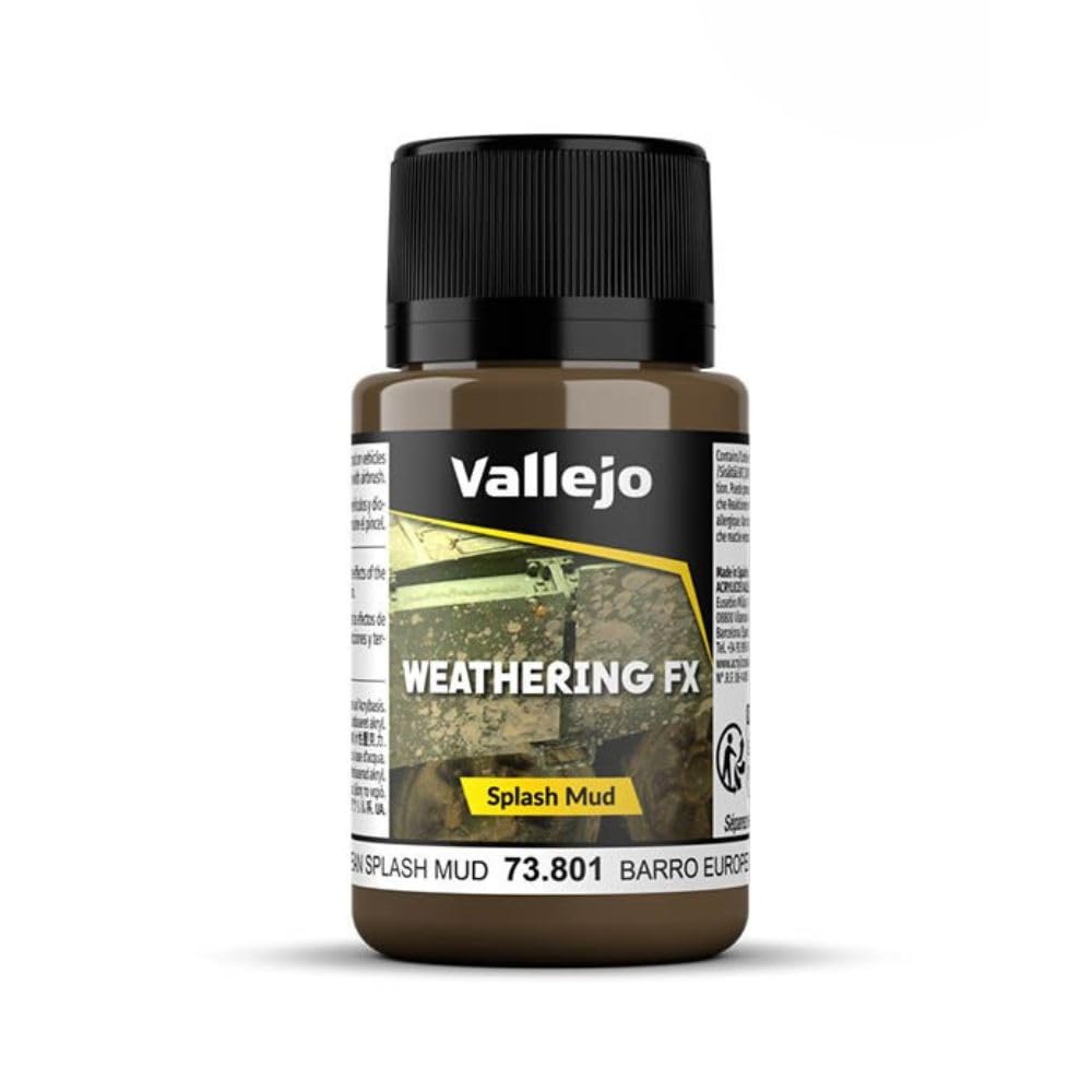 Vallejo 40 ml "European Splash Mud" Weathering Effect Bottle,Brown