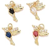 LiQunSweet 10 Pcs Cubic Zirconia Animal Dove Bird Charms for Jewelry Making DIY Necklace Bracelet Earring