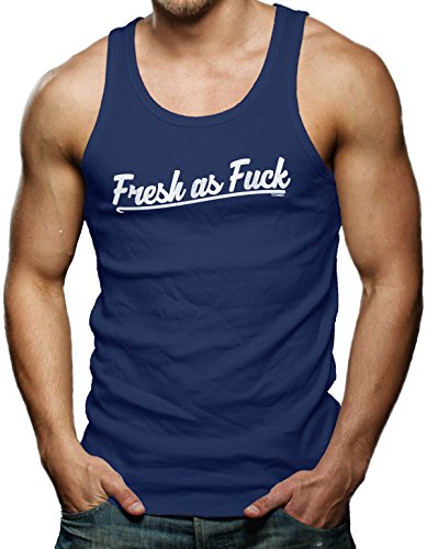 Tcombo Fresh As Fuck Men's Tank Top T-shirt (3XL, Navy Blue)