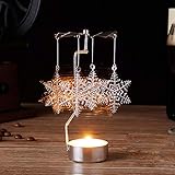 Gotian Christmas Spinning Candle Holder, Rotary Tealight Candle Metal Tea Light Holder Carousel Home Decor Gift (B)