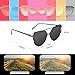 Livhò Sunglasses for Women, Cat Eye Mirrored/Transparent Flat Lenses Metal Frame Sunglasses UV400 (Gold Pink+Black Grey)