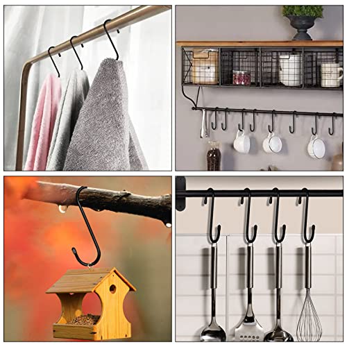 10 Pack 6 Inch Black Large S Hanging Hooks for Hanging Clothes Heavy