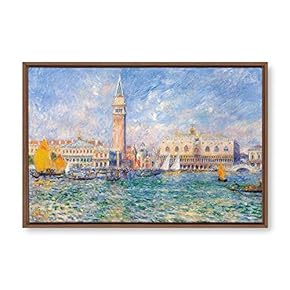 Framed Canvas Wall Art for Living Room, Bedroom La Grenouillere by Pierre-Auguste Renoir Canvas Prints for Modern Home Decoration Ready to Hang - 16"x24" inches