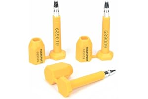 RASUNKAE 10pcs Metric Bolt Seals ISO 17712, Security Metal Trailer Seals for Container, Metric Screw Assortment Anti-Tamper Tags Shipping Cargo Locks, with Print Progressive Numbering (10, Yellow)