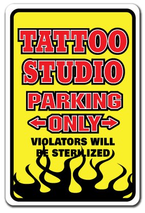 Tattoo Studio Novelty Sign | Indoor/Outdoor | Funny Home Décor for Garages, Living Rooms, Bedroom, Offices | SignMission Tattoos Art Gift Parlor Studio Artist Sign Wall Plaque Decoration