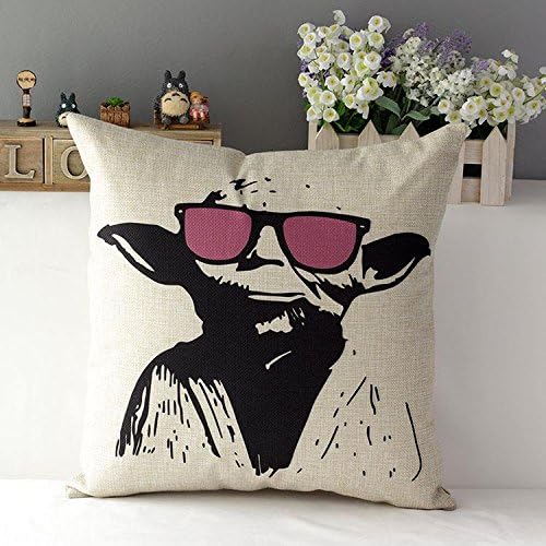 120g 45cm Fashion Star Wars yoda Linen Fabric Throw Pillow Cover Hot Sale Wedding Gift 18 Inch New Home Decor Sofa Back Cushion Car Waist Pillowcase (sold by Cotton Linen Houseware)(9)