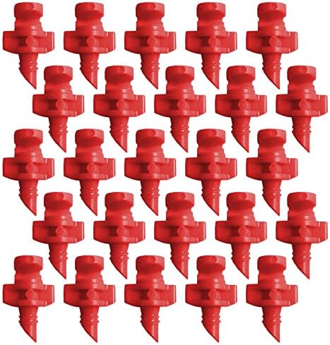 Drip Master 180 Degree Red Replacement Micro Sprayer Fan Jet Hydroponic Plant Cloning Mister Lawn Garden Aeroponics Irrigation (25 Count)
