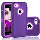 FOGEEK iPhone 5C Case, Dual Layer Anti Slip 360 Full Body Cover Case PC and TPU Shockproof Protective Compatible for Apple iPhone 5C ONLY (Purple)