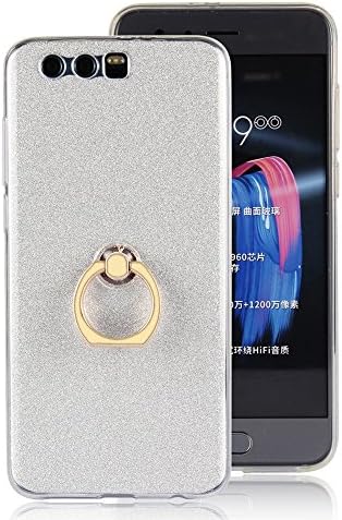 Huawei Honor 9 Case, SHANGRUN 2 in 1 Glitter Bling Prints Flexible Soft TPU Protective Case Cover with Ring Holder Kickstand for Huawei Honor 9 White
