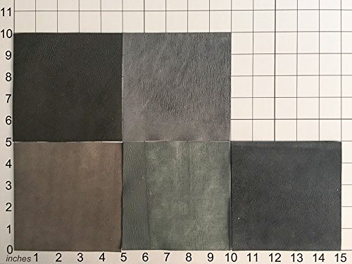 Gray Italian Leather for crafts: Gray and Metallic Leather Sheets 5x5 in/~2oz