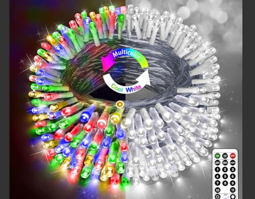Photo 1 of XURISEN Christmas Lights 236FT 600 LED Color Changing String Light Outdoor Plug in Tree Lighting with 11 Modes for Outside Party Xmas Weddings Decor (Cool White + Multicolor)
