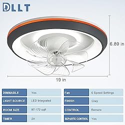 DLLT Modern Ceiling Fans with Lights, 360-Degree
