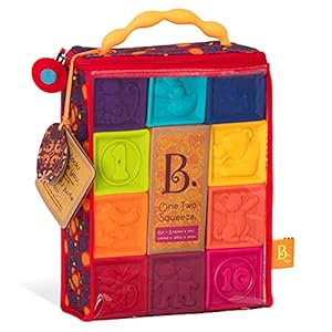 B. Toys – One Two Squeeze Baby Blocks – Building Blocks for Toddlers – Educational Baby Toys 6 Months & up with Numbers…