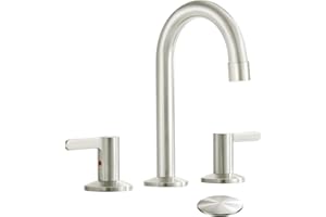 Bathroom Sink Faucet 3 Hole ARRISEA Widespread Faucet for Bathroom Sink Brushed Nickel, Bathroom Faucets for Sink 3 Hole 8 Inch 2 Handle with Drain, BF012-1-BN