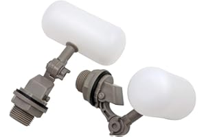 MACGOAL 2-Piece Mini Float Valve, 1/2 or 3/4 Inch, ABS & PE Plastic, Automatic Fill Valve Kit for Livestock Water Tank Fountains