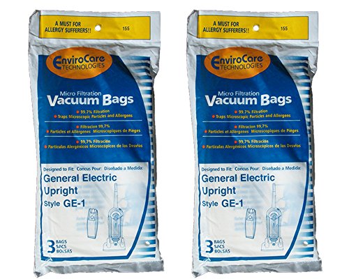 6 General Ge-1 Vacuum Bags, All Ge/Wal-Mart and Eureka Vacuums Using Ge-1 Vacuum Bags, Upright Vacuum Cleaners