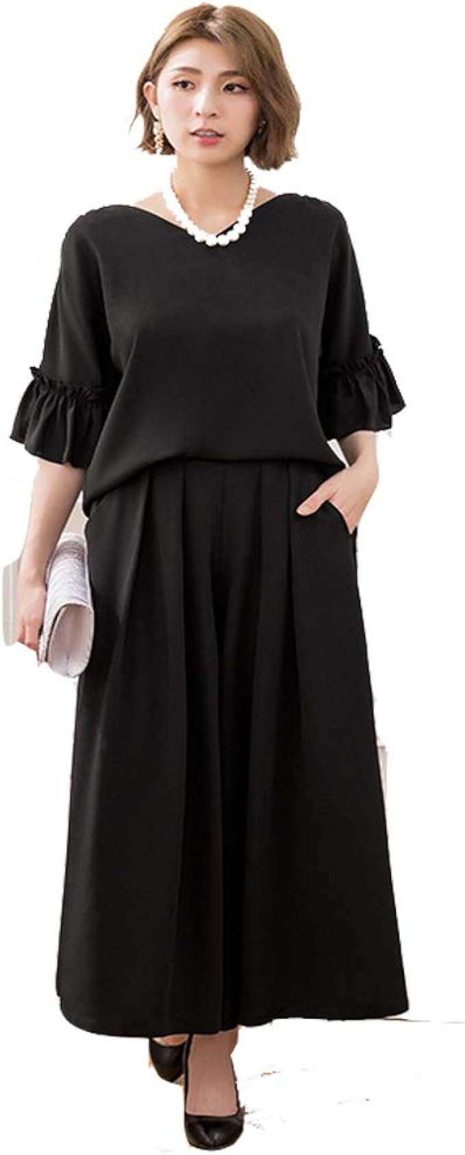 Amazon Kayaa パンツドレス セットアップ 結婚式 ドレス 袖あり パンツスーツ トップス ワイドパンツ パーティードレス フォーマル 大きいサイズ お呼ばれ 二次会 披露宴 謝恩会 パンツスーツ 通販